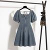 Summer Plus Size Women's Dress French Design Belly-covering Denim Dress