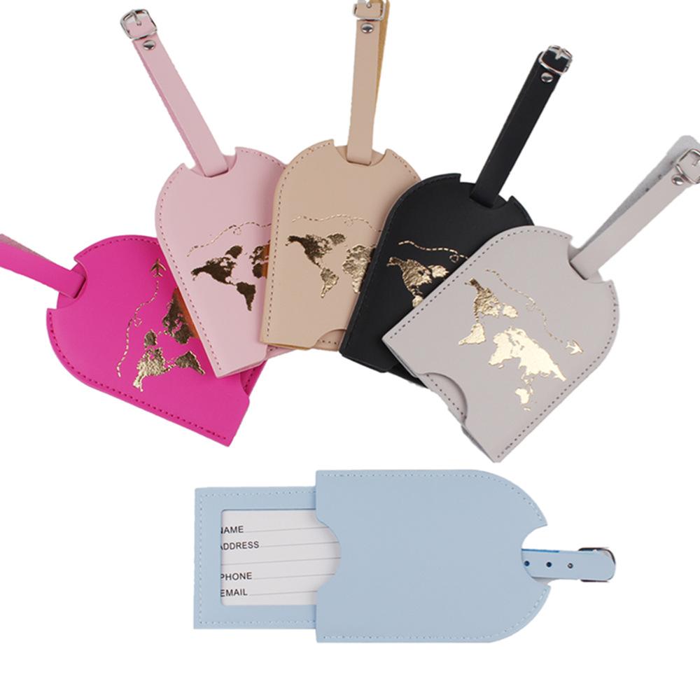 Push-pull Style Business Luggage Tag Hidden Airplane Boarding Pass Suitcase Hanger Set Leather Double-layer