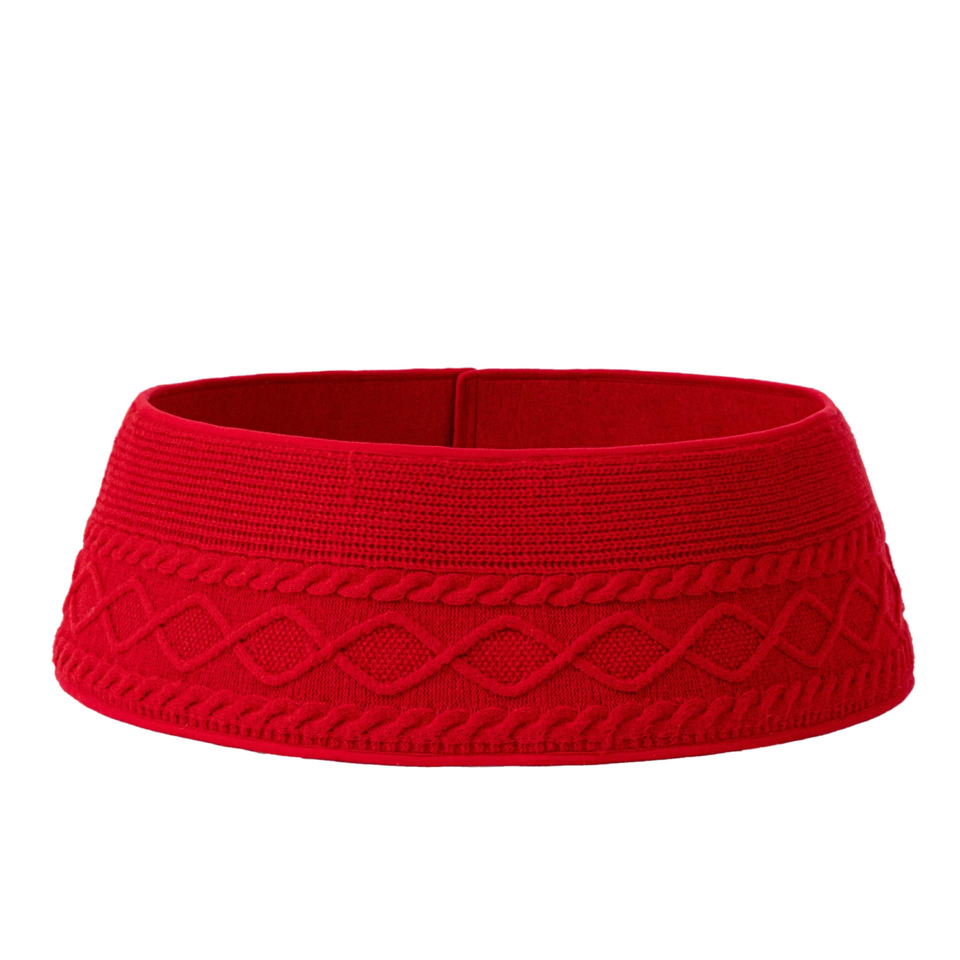 3D Diamond Pattern Red Christmas Tree Skirt - Holiday Decoration