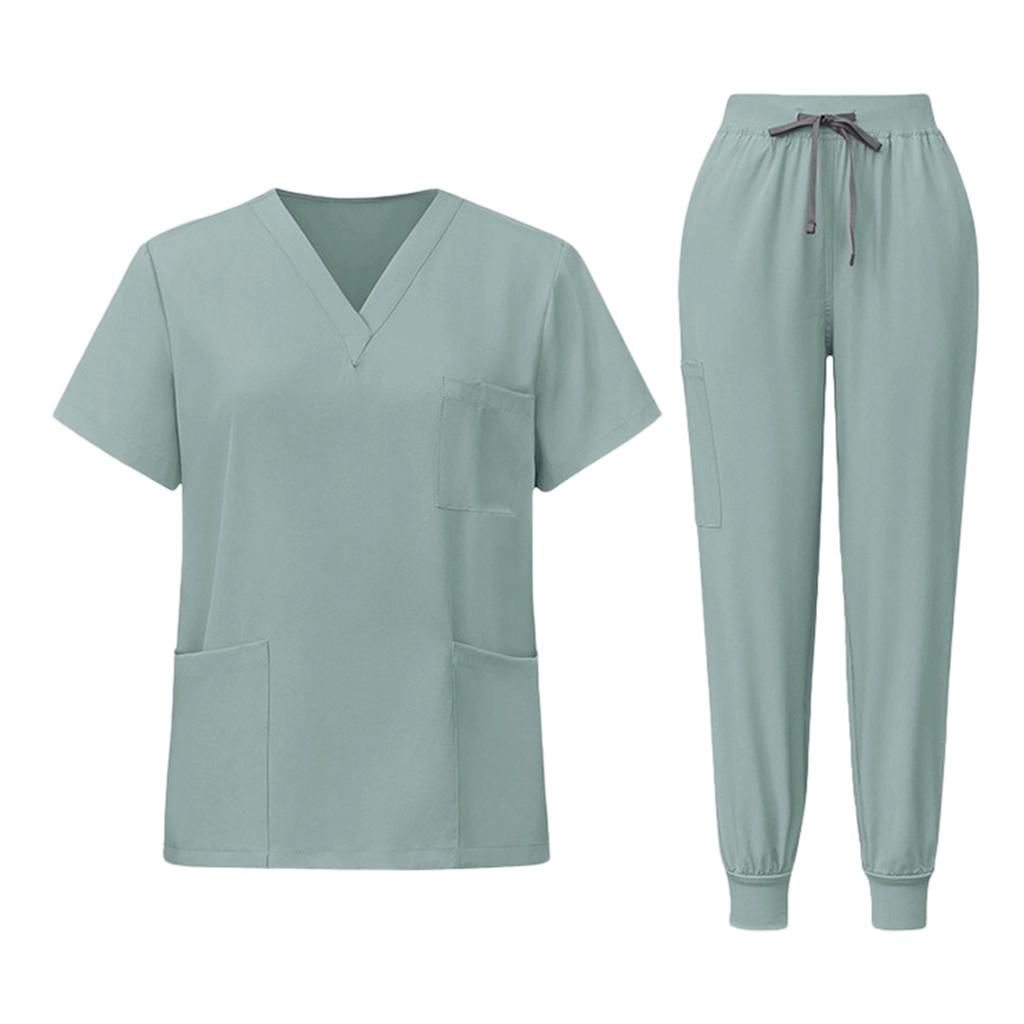 Unisex Luźny i Wygodny Dekolt w Serek Krótki Rękaw Spodnie Odzież Robocza Strój Urody Zestaw Ochronny