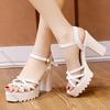 Fashion New High-heeled Sandals Summer Shoes for Women Platform Soft Leather Comfortable Heightening Women's Shoes Party Sandales Femmes