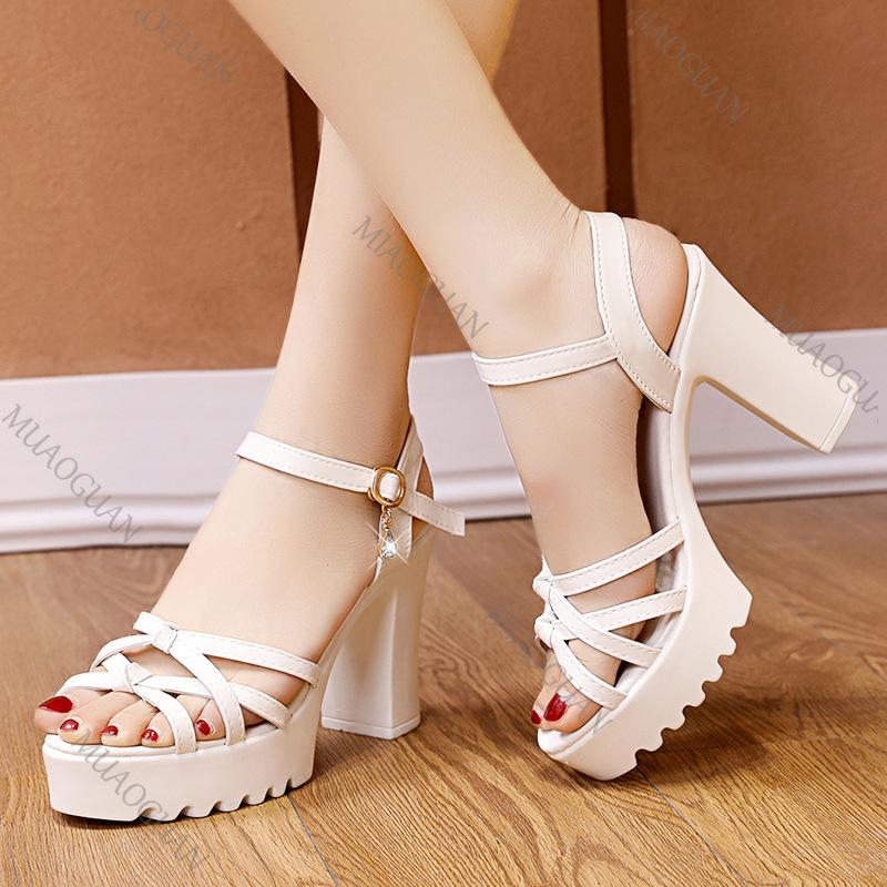 Fashion New High-heeled Sandals Summer Shoes for Women Platform Soft Leather Comfortable Heightening Women's Shoes Party Sandales Femmes