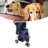 Pet Stroller Foldable Breathable Visible Mesh Dog Cat Carrier Cart with Storage Basket and Cup Holder for Outdoor