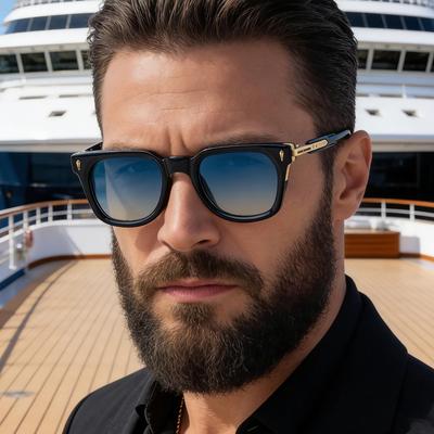2025 Men's High-End European & American Fashion Square Sunglasses for Outdoor Driving Sun Protection