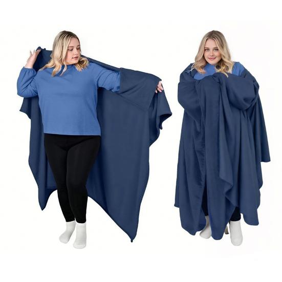 Wearable Blanket for Women Men Soft Plush Blanket with Pocket Sleeves Warm Couch Bed Blanket for Dorm Bedroom Flights