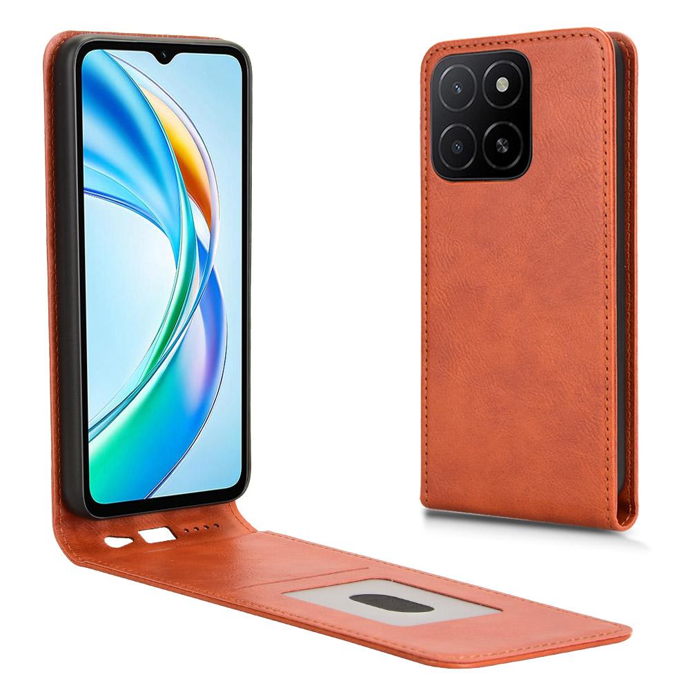 

Чехол для Honor X5b/X5b Plus с отделением для карт, магнитный вертикальный откидной кожаный чехол для телефона Orange