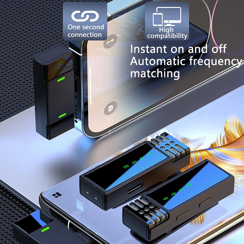 Wireless Lavalier Microphone Noise Reduction Live Interview Mobile Phone Recording for iPhone Type C with Charging Box