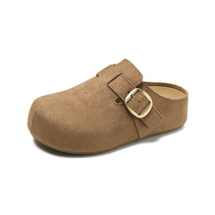 Retro leather Boken half slippers women's outerwear 2025 autumn new one-pedal soft-soled non-slip bag head Muller slippers