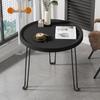 Foldable Sofa Side Table - Small Round Living Room or Bedroom Coffee Table