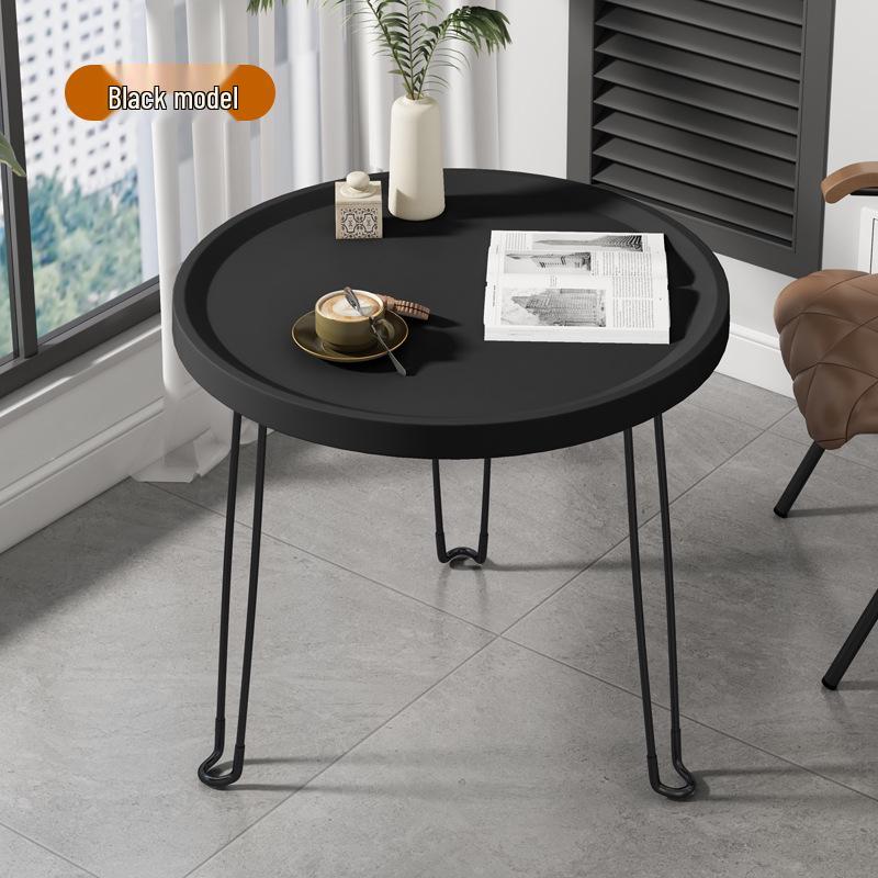 Foldable Sofa Side Table - Small Round Living Room or Bedroom Coffee Table