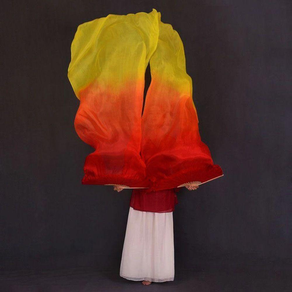 Long Éventail de Danse du Ventre Chinois Imitation 31cm Bambou Teint à la Main Éventail Adulte Enfant Femme