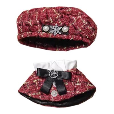 Niannyyhouse Set de Haine de Pluș de 10 cm cu Poncho, Pălărie și Șal pentru Îmbrăcat Păpușă de Bumbac (roșu)