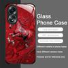 Stylish Chinese-Style Red Horse Print Tempered Glass Phone Case for OPPO Realme 14 13 12 11 10 Pro Plus GT Neo 3 2 X7 Pro Cover