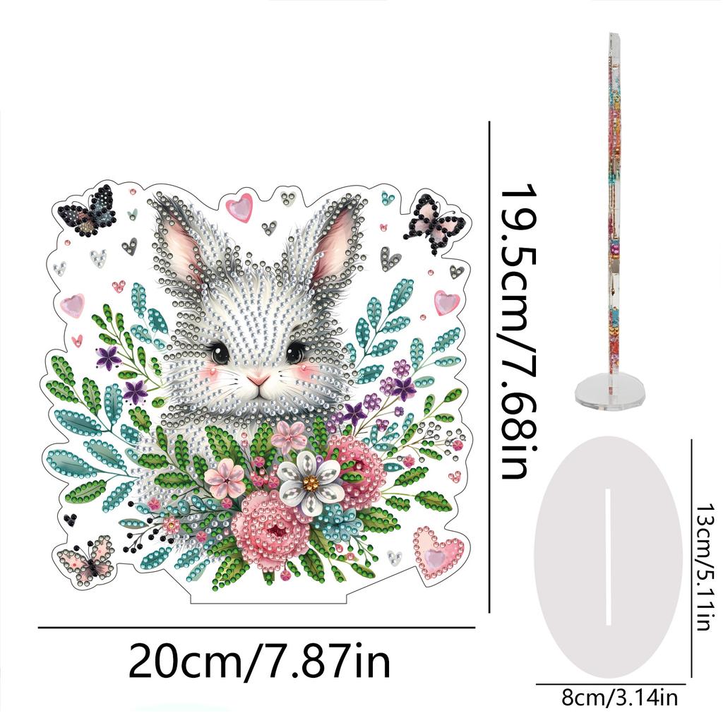 2D Flat Print Animal DIY Diamond Painting Tabletop Ornaments Kit Double Sided Diamond Art Tabletop Decorations Home Office Decor