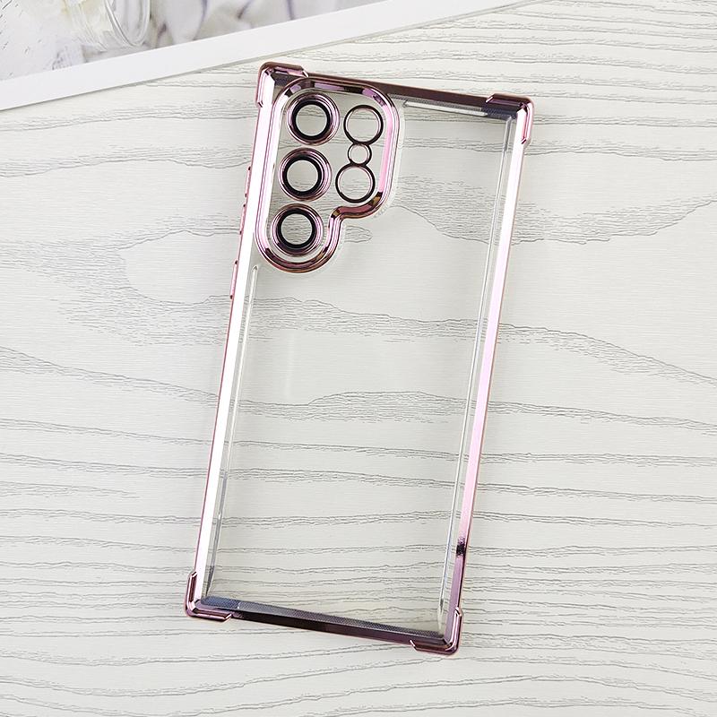 Luxury Shockproof Clear Soft Case For Samsung Galaxy S25 Edge S24 S23 FE S22 Ultra Plus S25+ Plating Transparent Cover TPU Shell