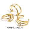 MamacitaSlay 316L Stainless Steel Zircon Wide Double Layer Bracelet 18K Gold Plated Waterproof Jewelry Women's Creative Bracelet