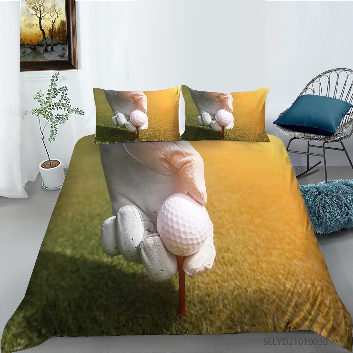 Golf 3D Digital Printing Polyester Bedding Two Or Three-Piece Set EU single 135*200