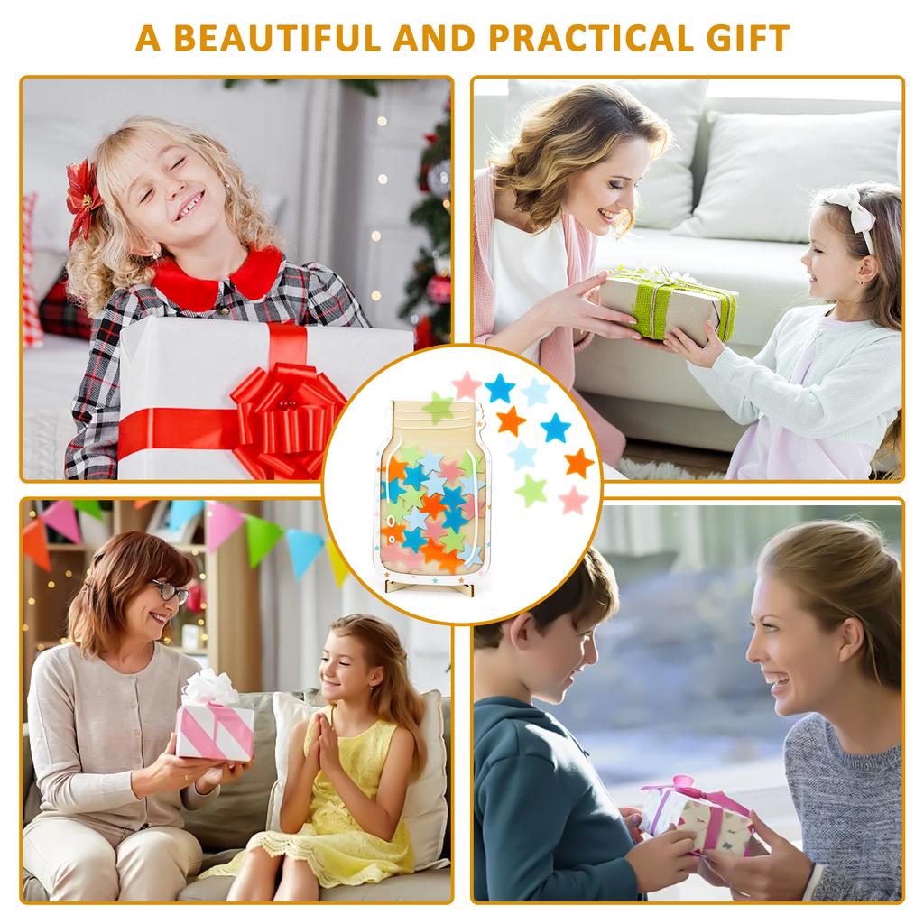 2 Pcs Reward Jars for Kids Wood Personalized Dinosaurs and Stars Jar Reward System Magnetic Reward Jar Multifunctional Incentive