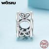 WOSTU 925 Silver Hollow Celtic Knot Charms Snake Pendant Oxidized Love Beads Fit Bracelet DIY Necklace Jewelry