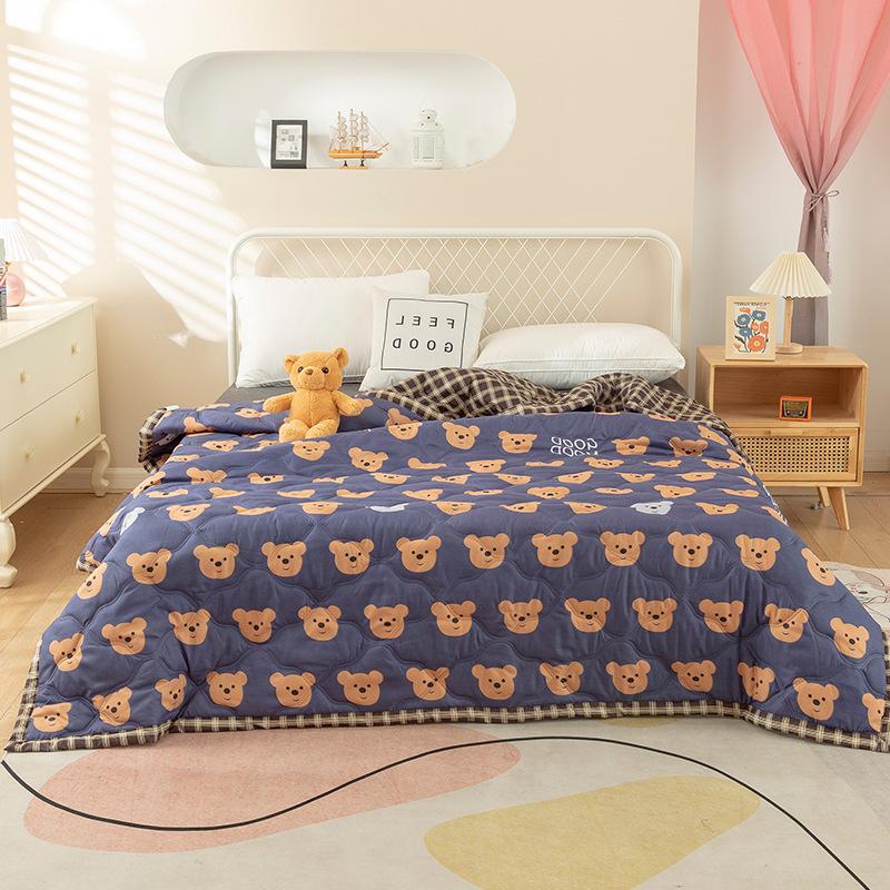 2025 Summer Thin Blanket Printing Bed Quilt Summer Cool Quilt Double Blankets Comforters Skin-friendly Cotton Thin Quilt Soft Bedding Home Textile