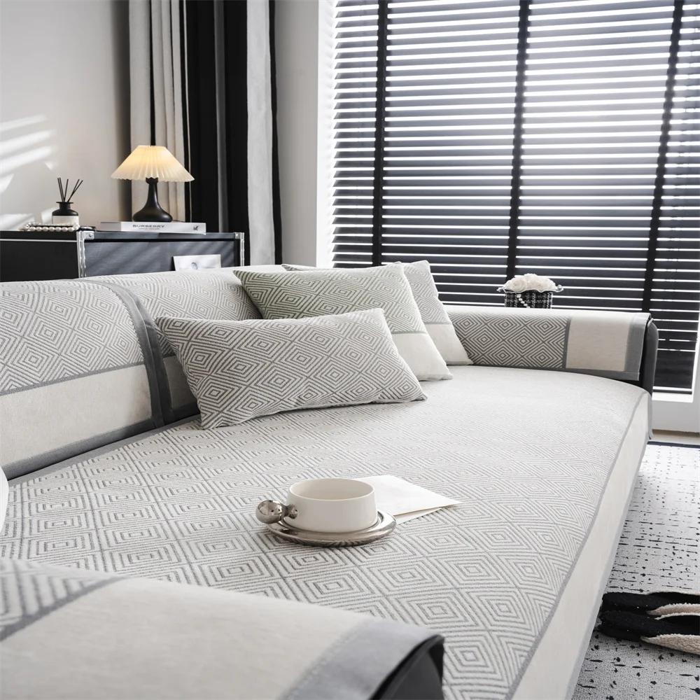 Light Luxury Comfortable Non-Slip Multi-Person Sofa Combination Simple Modern Chenille Composite Sofa Cushion  Cushion