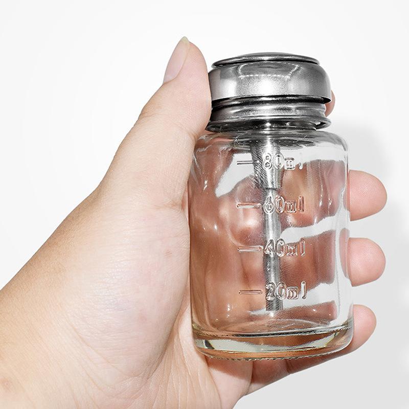 

Скляний порожній насос-дозатор Push Down Для лаку для нігтів Спиртовий засіб для зняття макіяжу Прозора багаторазова пляшка Зберігання рідкого миючого засобу onesize