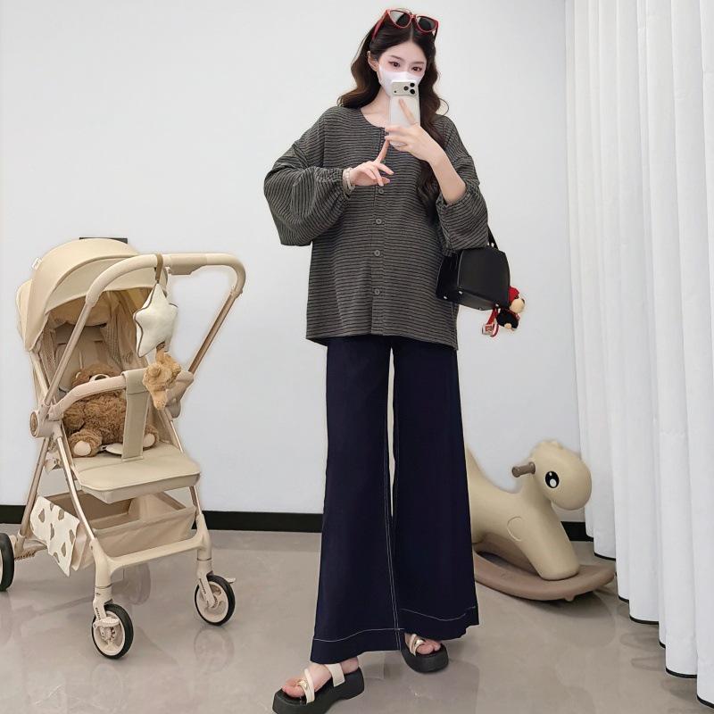 2026 Spring Korean Style Maternity Loose Puff Sleeve T-Shirt - Women's Fashionable and Simple Design