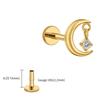 Right Grand ASTM F136 Titanium 16G CZ Moon Cartilage Earring Tiny Crescent Moon CZ Dangle Helix Tragus Conch Stud Ear Piercing