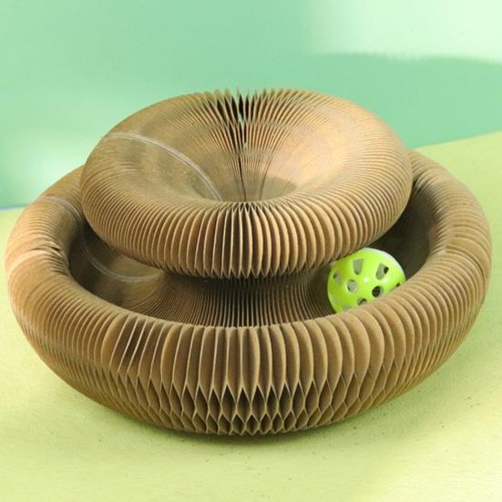 Cat Accordion Toy Magic Organ Cat Scratching Board with Ball Track Interactive Kitty Kurlz Toy Foldable Cat Scratcher for Indoor Cats