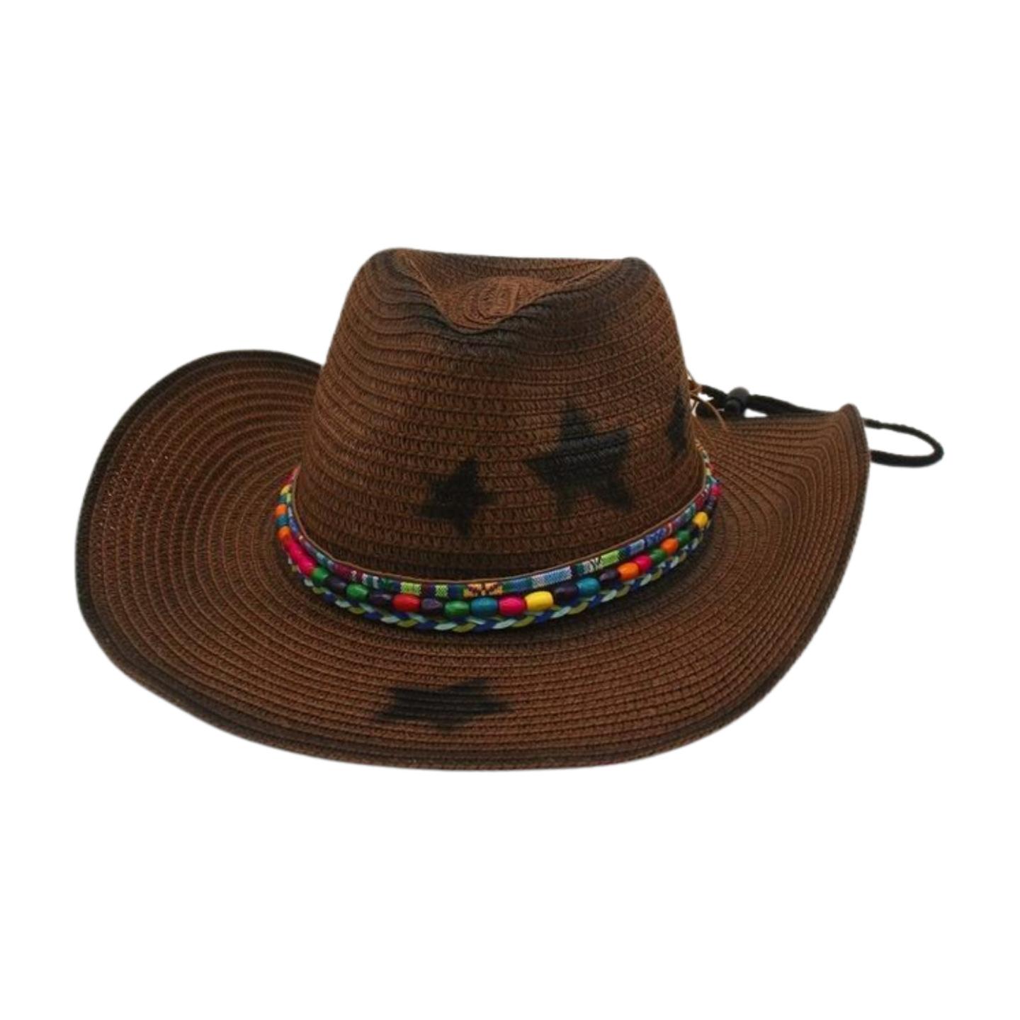 

Ethnic Style Amazon Outdoor Beach Sun Hat Men S And Women S Top Hats New Sunscreen Denim Sunshade Straw Hat One-size-fits-all straw hat [gradient pentagon]