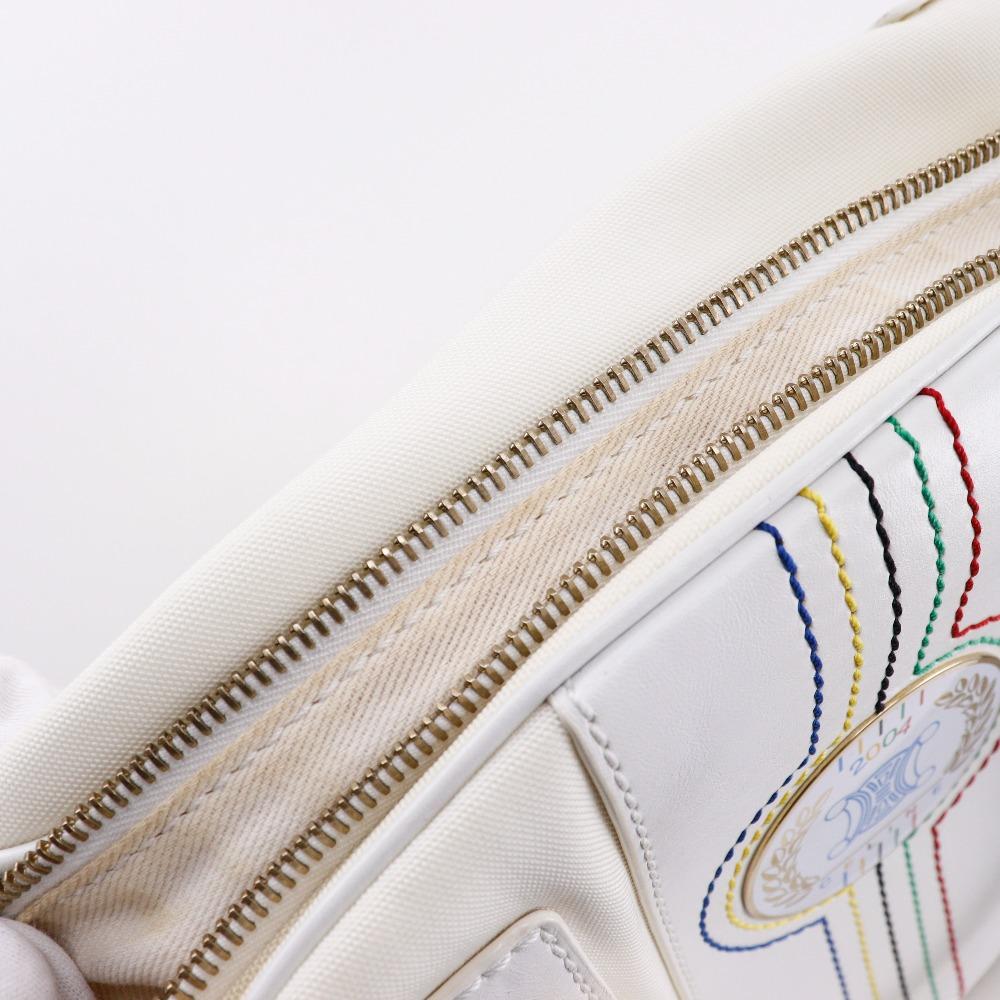 Celine Mini Boston Handtasche 2004 Olympische Spiele Athen Limited Weißes Nylon-Canvas/Leder Damen Gebraucht