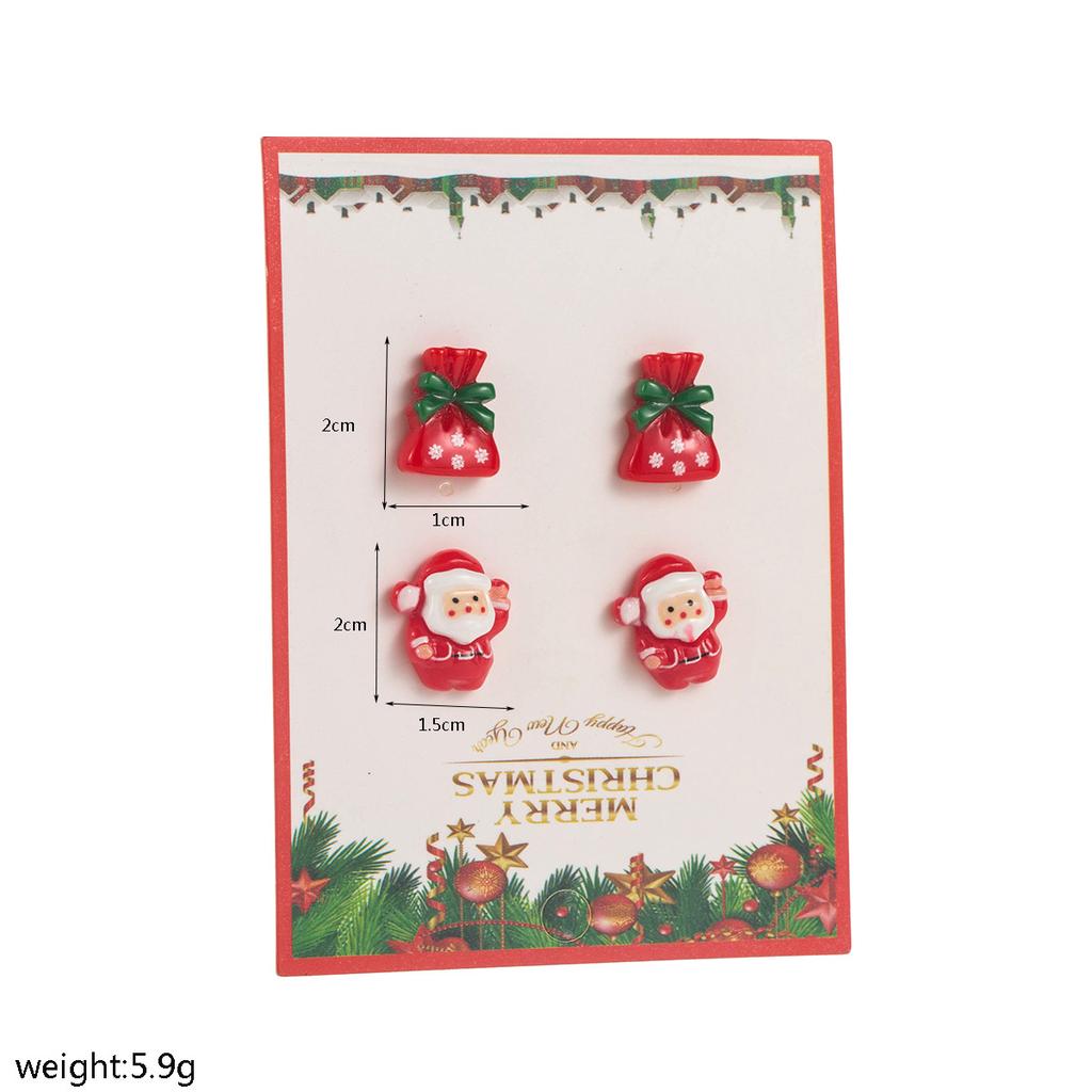 Vánoční slitinová pryskyřičná náušnicová sada Módní lehký luxus Vánoční strom Sněhulák Sob Boty Medvědí náušnice
