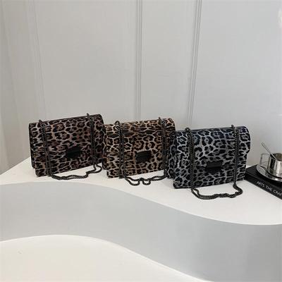Small Square Handbag Tote Bag For Women Vintage Clutch Bag Leopard Pattern Crossbody Shoulder Bag Ladies Pu Leather Bag KTB