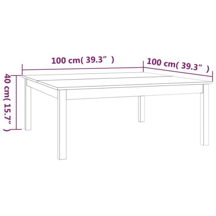 VidaXL Table basse Marron miel 100x100x40 cm Bois massif de pin 814292