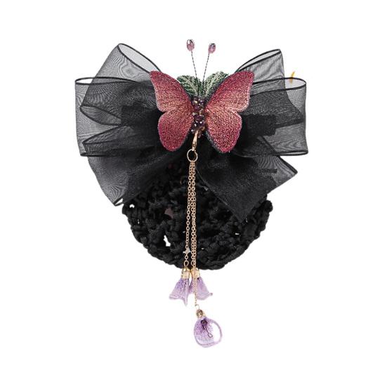 Hair Net Tassel Bow Decor Decoration Delicate Popular Flight Attendant Ribbon Bun Accessories
