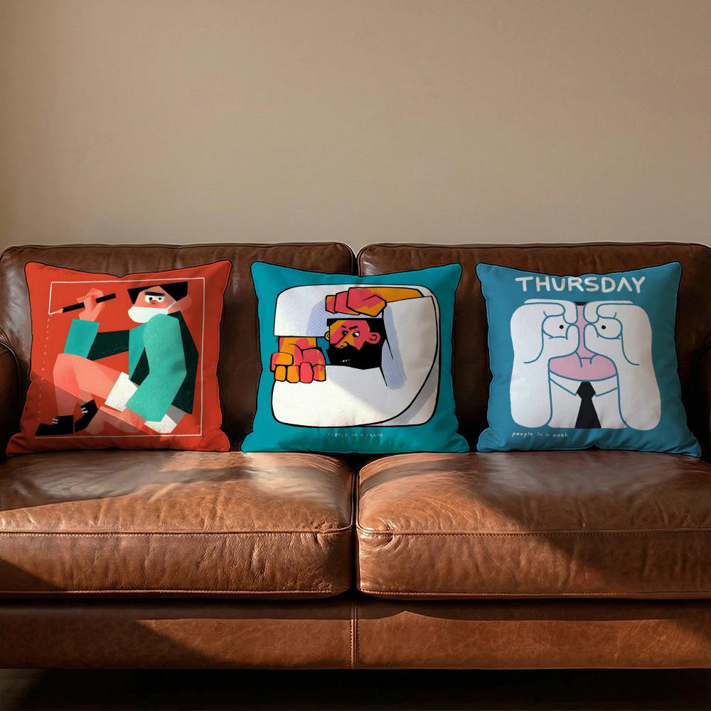 People Living In a Frame Cushion Cover Soft Reversible Durable Pillow Cover MultiScene Use for Home Car Daily Comfort