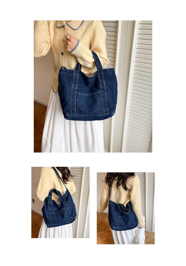 2026 Women's Versatile Denim Tote - Large Capacity, Artistic Crossbody & Shoulder Bag for Fashionable Commutes & Shopping
