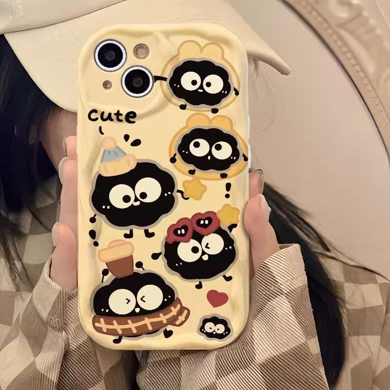 Coal Ball Biscuits Suitable for Apple 16pro Mobile Phone Case 15 New Women's IPhone 14promax 13 Cream Pattern