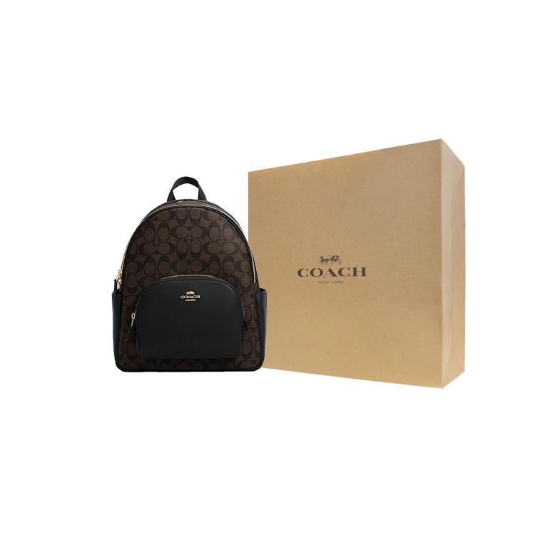 Coach Gericht Canvas Leder Rucksack Groß Damen Schwarz / Braun (Unisex) Rucksäcke 5671 IMAA8