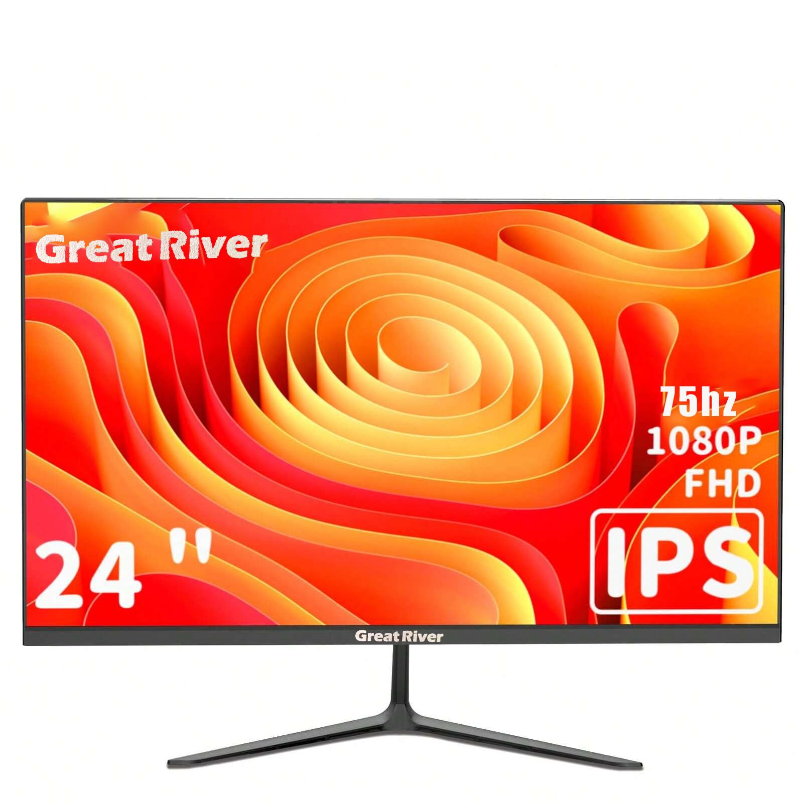 

24-дюймовый компьютерный монитор 100 Гц FHD IPS экран 1080P ПК-монитор, 5 мс(ГТГ) 99% SRGB с низким уровнем синего света, антибликовое покрытие 75HZ чёрный