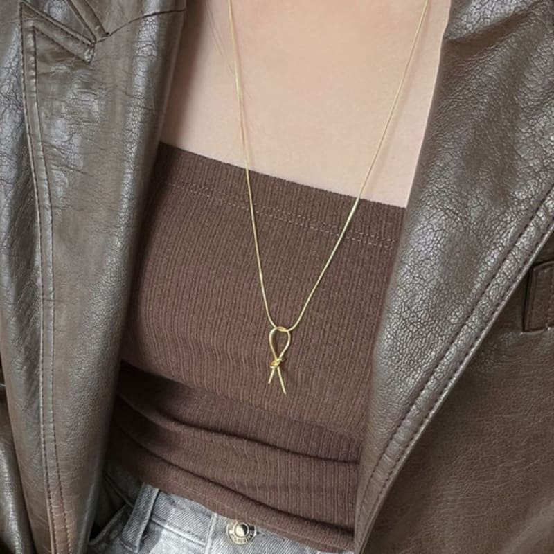 Youngglow Silver925 Knot Snake Chain Necklace (2color)