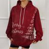 Women's Fashion Sweatshirt Christmas Print Casual Hooded Sweatshirt With Pockets