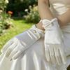 Solid Color White Satin Bridal Gloves Wrist Length Women Silk Gloves Wedding Dress Gloves  Ladies