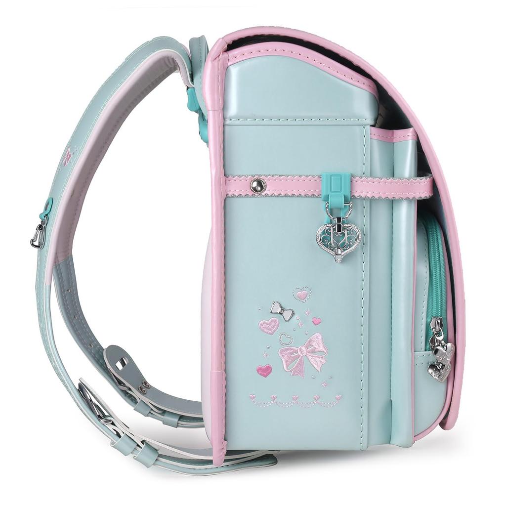 Coulomb Schoolbag for Premium Faux Leather and Pearl Heart Bow Transparent Backpack Shoe and Other Bonuses Girls, Fabric, One-Touch Lock, &