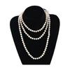 8Mm glass imitation pearl necklace women's simple knotted multi-layer long sweater chain clothing accessories