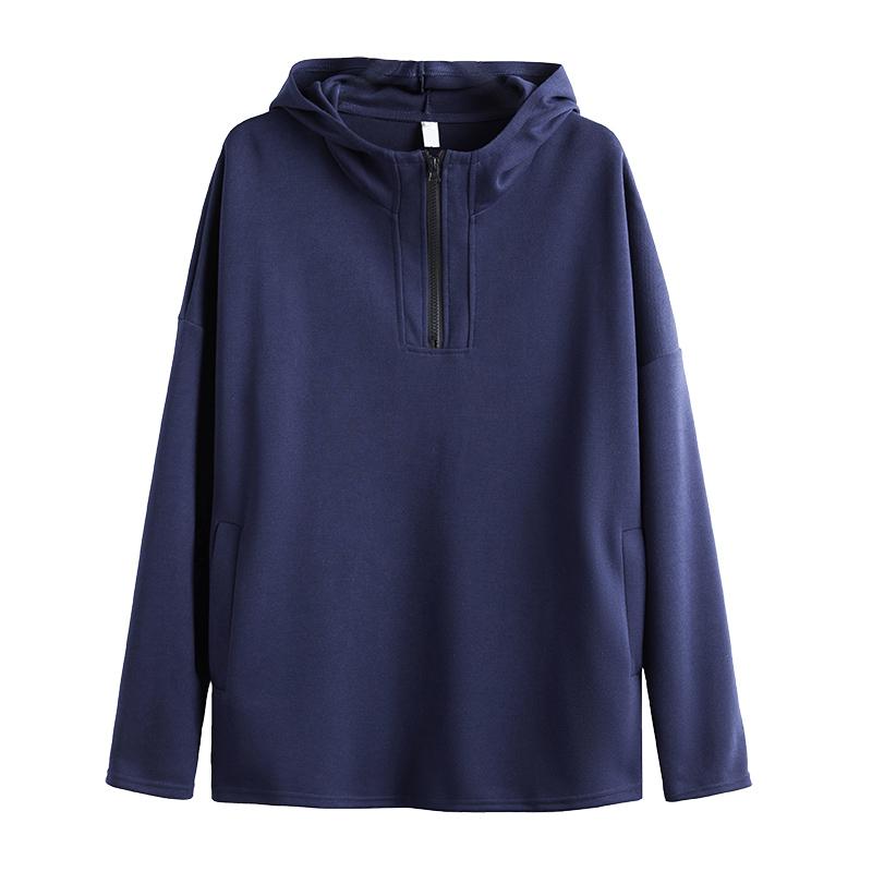 Dimanaf 2025 Hanorace Noi de Primăvară Mărimi Mari pentru Femei Mânecă Lungă Violet. Buzunare Largi Casual Design Albastru Solid Topuri de Bază Tricou Pulover Nou