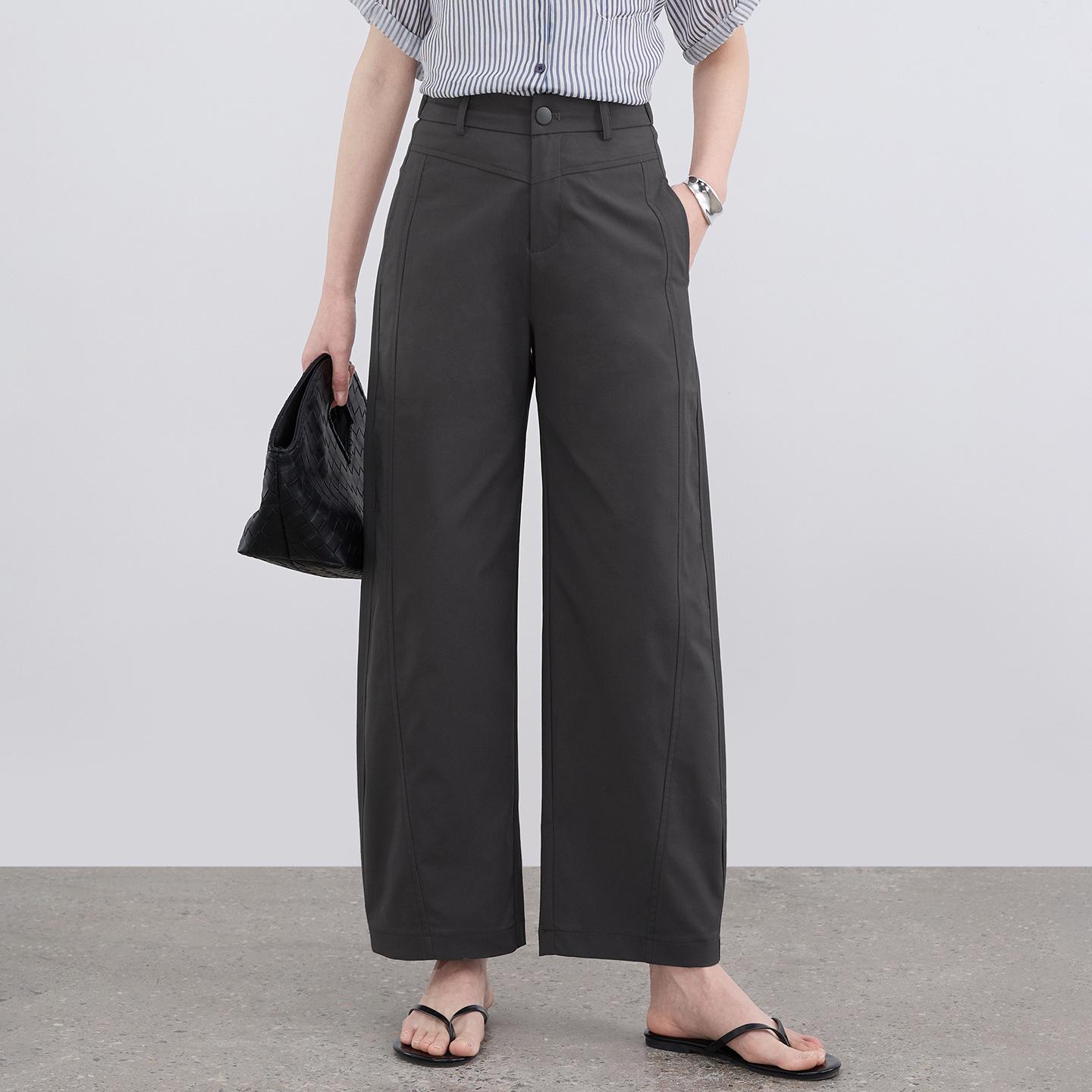 

Women s Retro High-Waisted Wide-Leg Pants - 2026 Spring Slimming Casual Versatile Cropped Suit 32/4XL (145-155 lbs) сірий колір