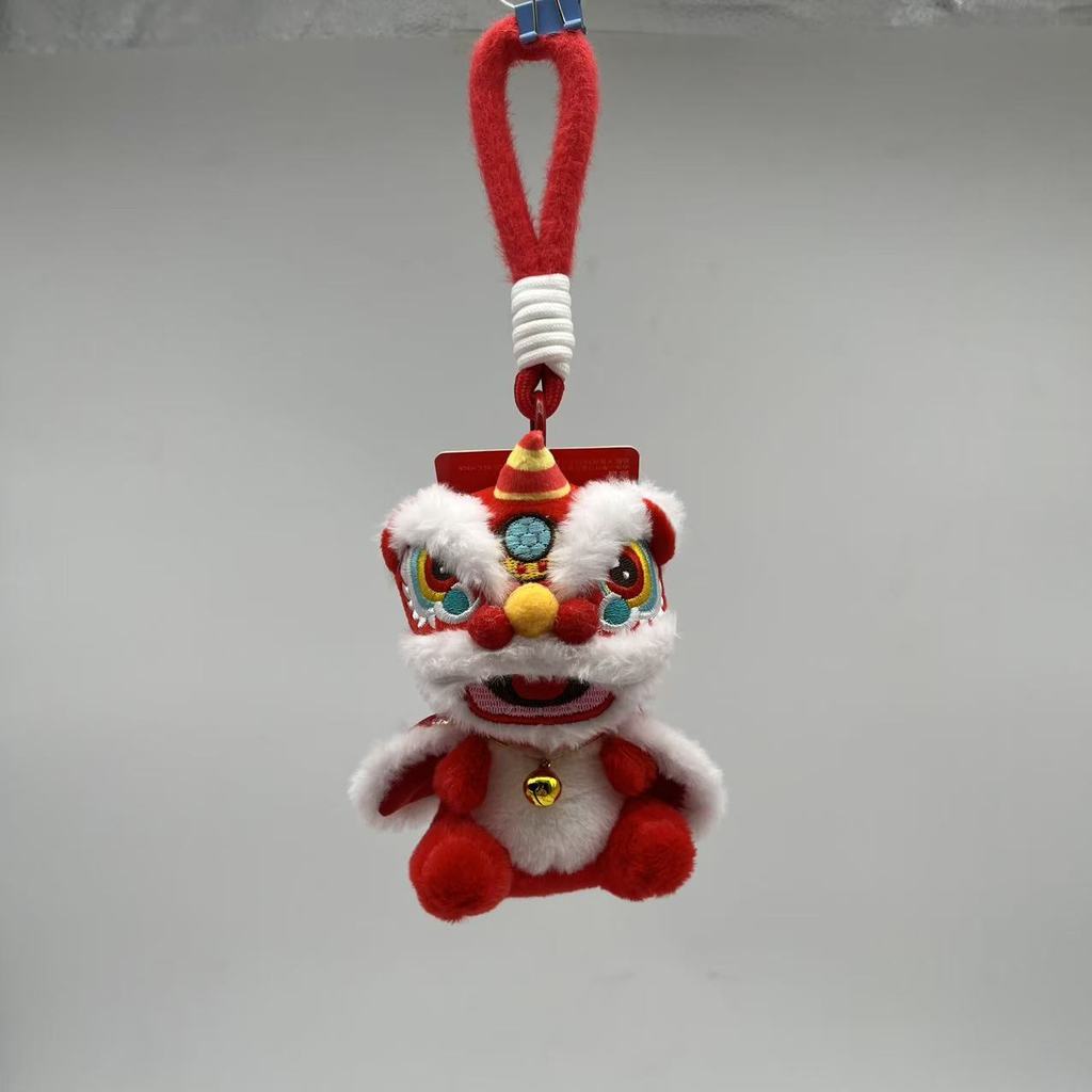 New Year Plush Lion Figurine With Embroidered Features For Chinese Festival Decor