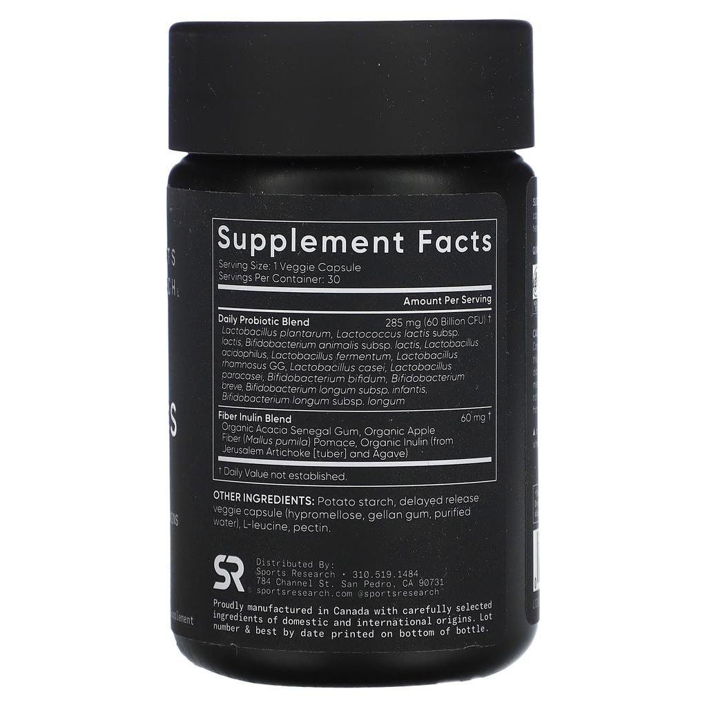 Sports Research, Daily Probiotics, Delayed Release, 60 Billion CFU, 30 Veggie Caps