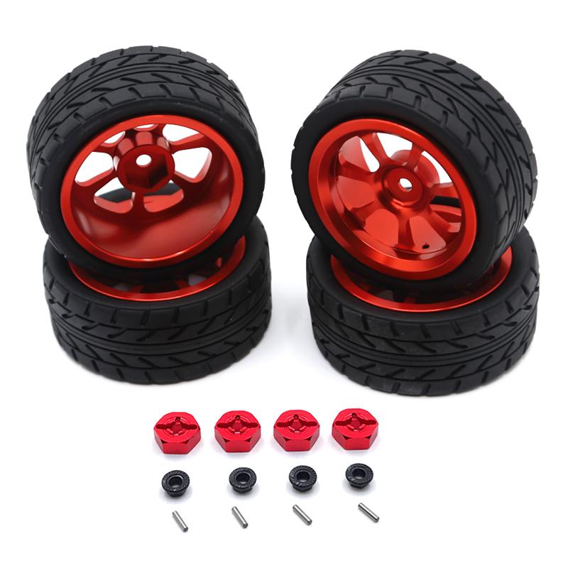 

Wltoys 144001 144010 124007 124016 124019 A959 A959-B 4 шт 65 мм Гумова шина Металевий колісний диск 12 мм Шестигранник для RC автомобіля Запасні частини для апгрейду червоний